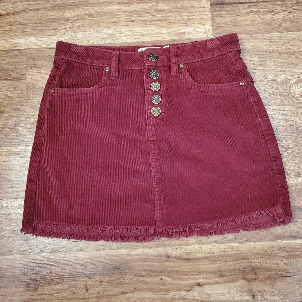Indigo Rein Mini Skirt Size 1/24 Maroon Corduroy
